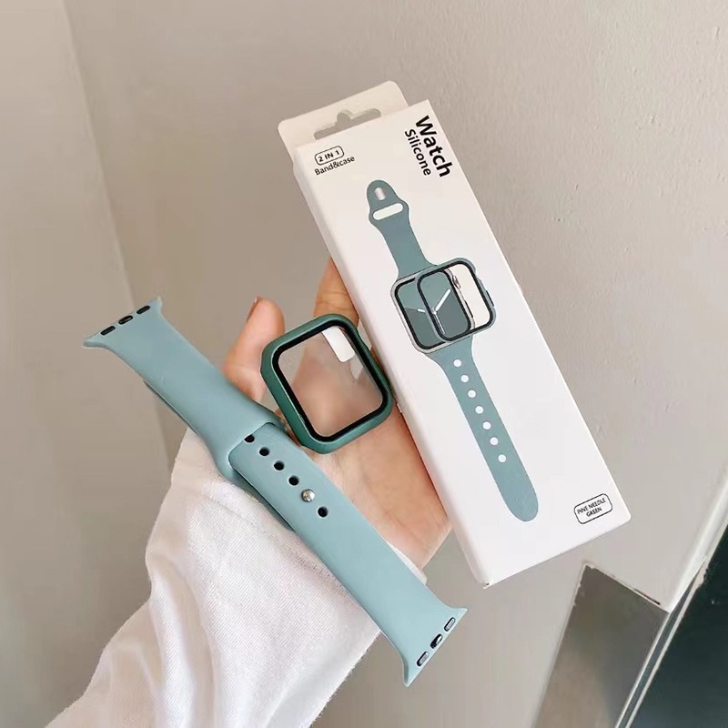 Tali+Case✅Tali Strap For iWatch Series 8/7/6/5/4/3 41mm 45mm + Tempered Glass Case Anti Gores Strap Sport Band iwatch Full Color Silicone Rubber A314