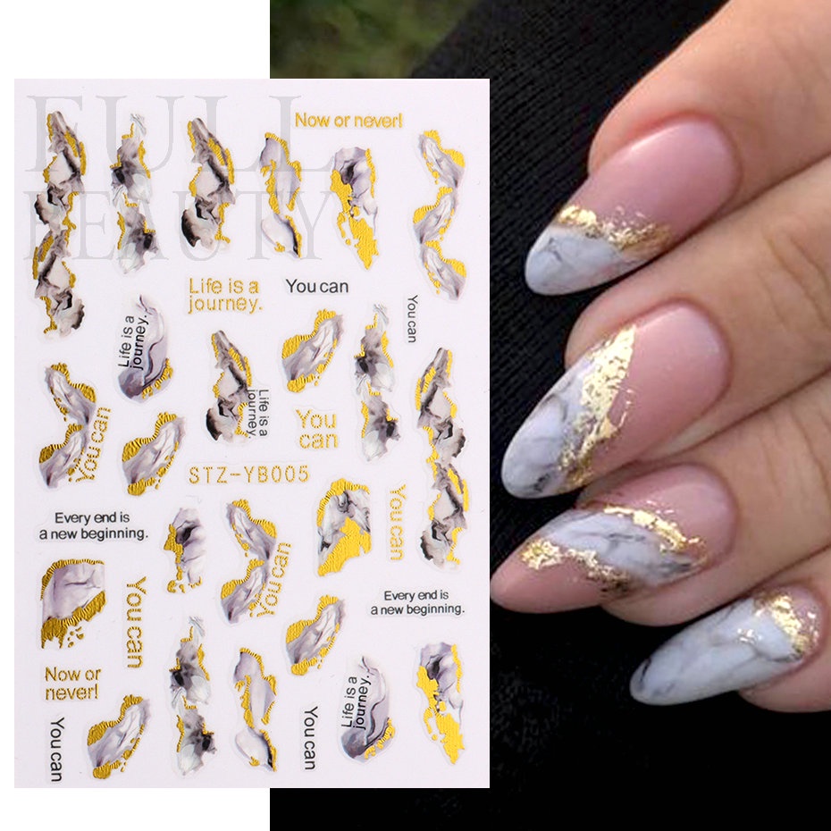 Stiker Kuku 3D Motif Marmer Untuk Nail Art