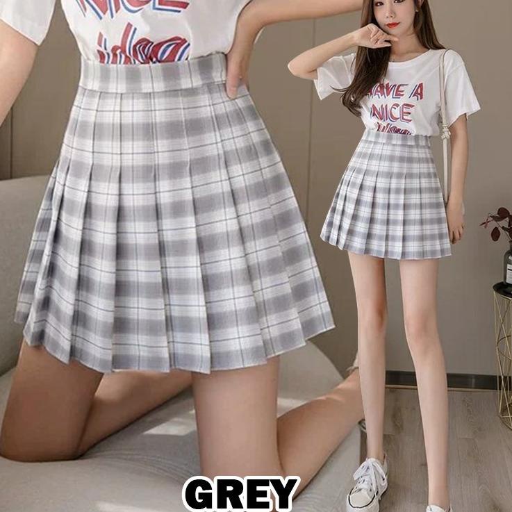 KARAKOREA 8606 Tennis Skirt/Mini Skirt/Rok Pendek/Rok tenis/Rok kotak/Plaid/Rok Lipit Lisa Blackpink
