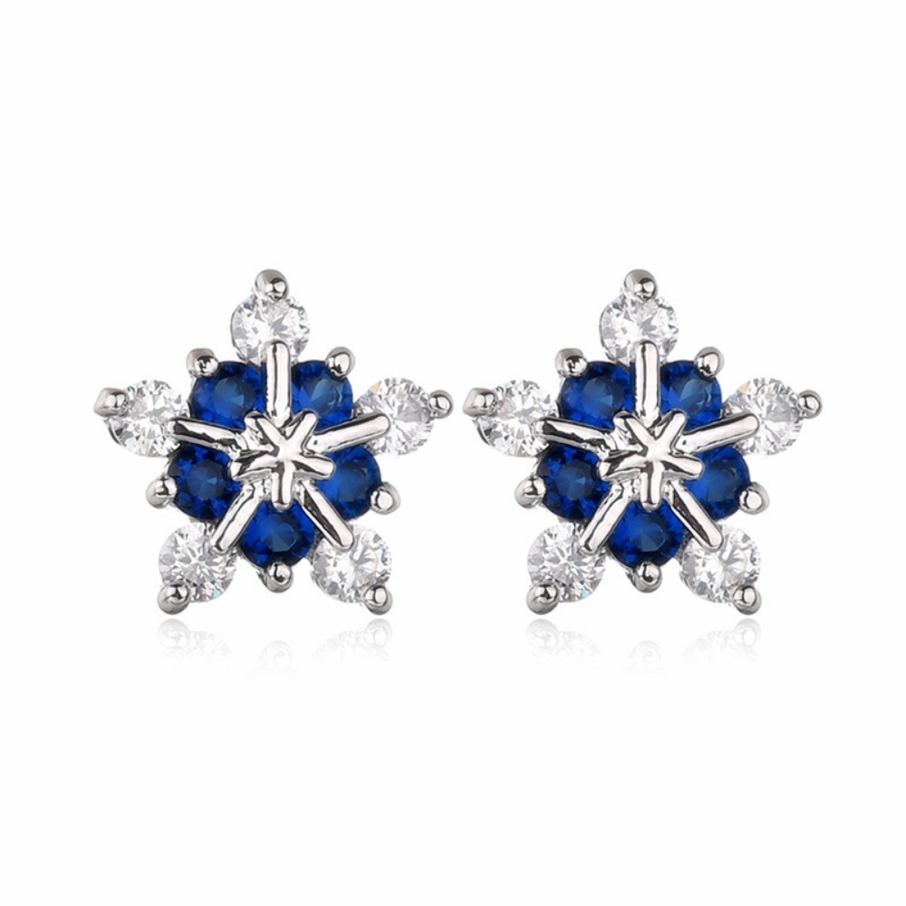 Anting Tusuk Bentuk Snowflake Aksen Zircon Gaya Korea Untuk Wanita