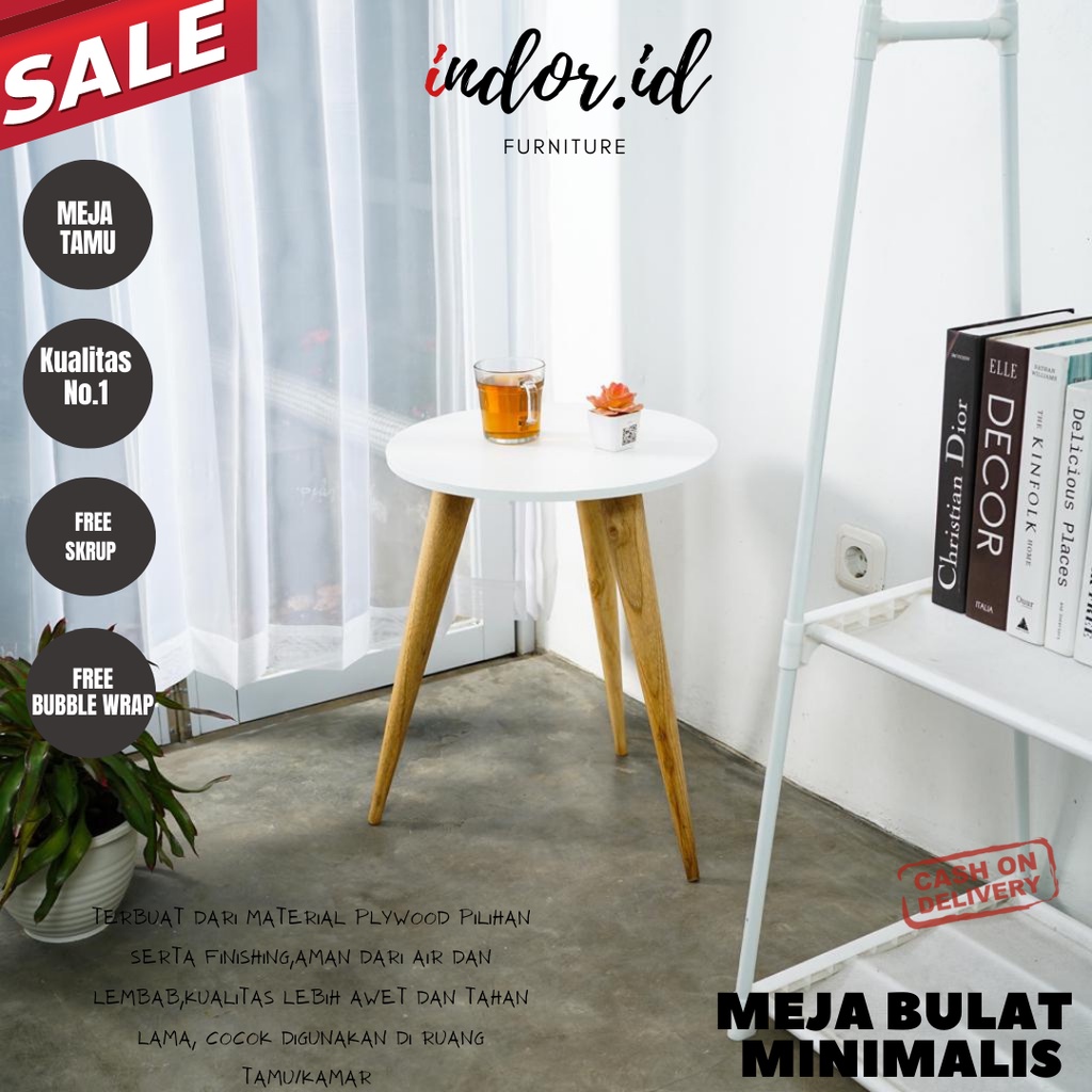 MEJA BULAT MINIMALIS/ MEJA BUNDAR SUDUT RUANG TAMU MURAH TERBARU