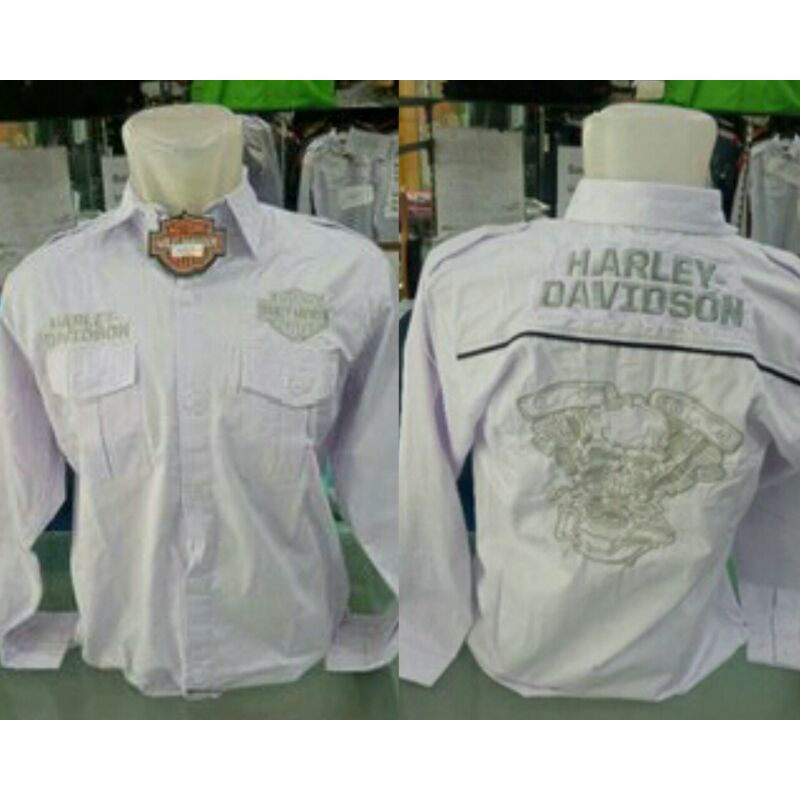 Kemeja Harley Davidson Skull Engine - Longsleeve - Lengan Panjang - Baju Bikers Otomotif - Apparel M