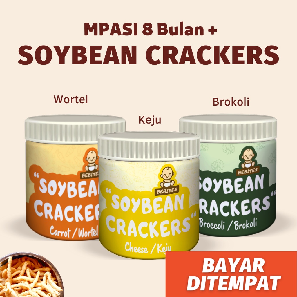 Crackers Kedelai Keju Brokoli Wortel Tanpa Susu Snack Bayi Bentuk Stik Mulai Usia 8 Bulan Tanpa MSG &amp; Pengawet Makanan Bayi MPASI