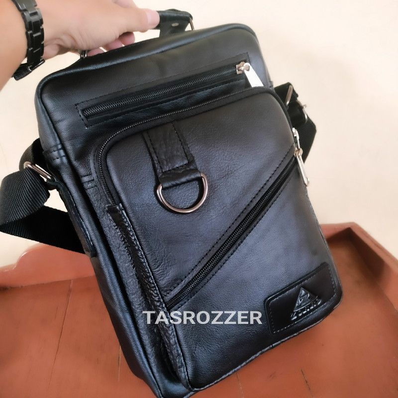 Tas selempang pria kulit asli 100% model miring ring