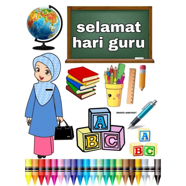 Topper cake / hiasan tumpeng custom ucapan tema hari guru