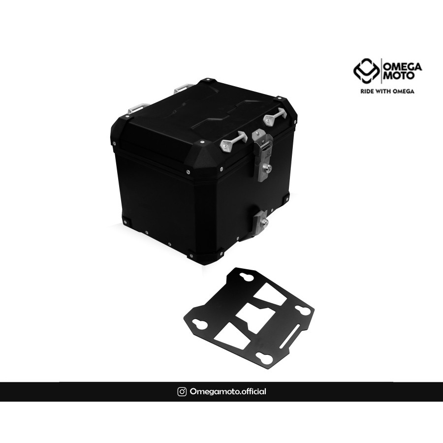Top Box Pannier Omega Moto 42 Liter - Black - Quick Release - Double Waterproof - @ndesmotoshop