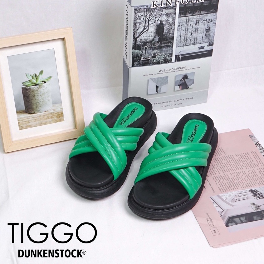 Dunkenstock TIGGO Sandal Wedges Wanita Sendal Slide Cewek Casual Slop Hak Platform Terbaru