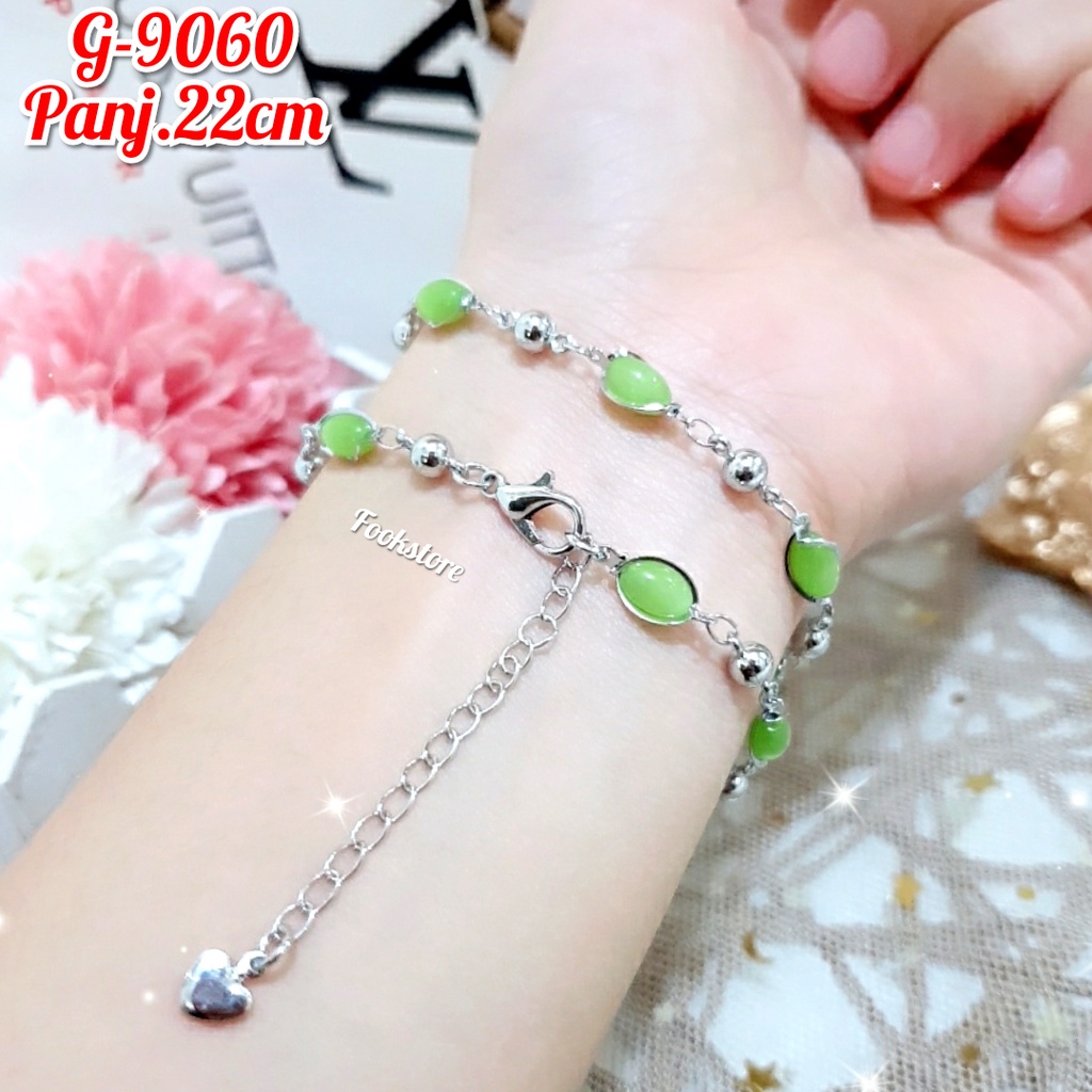 TERMURAH GELANG BATU WARNA SILVER/ANTI ALERGI