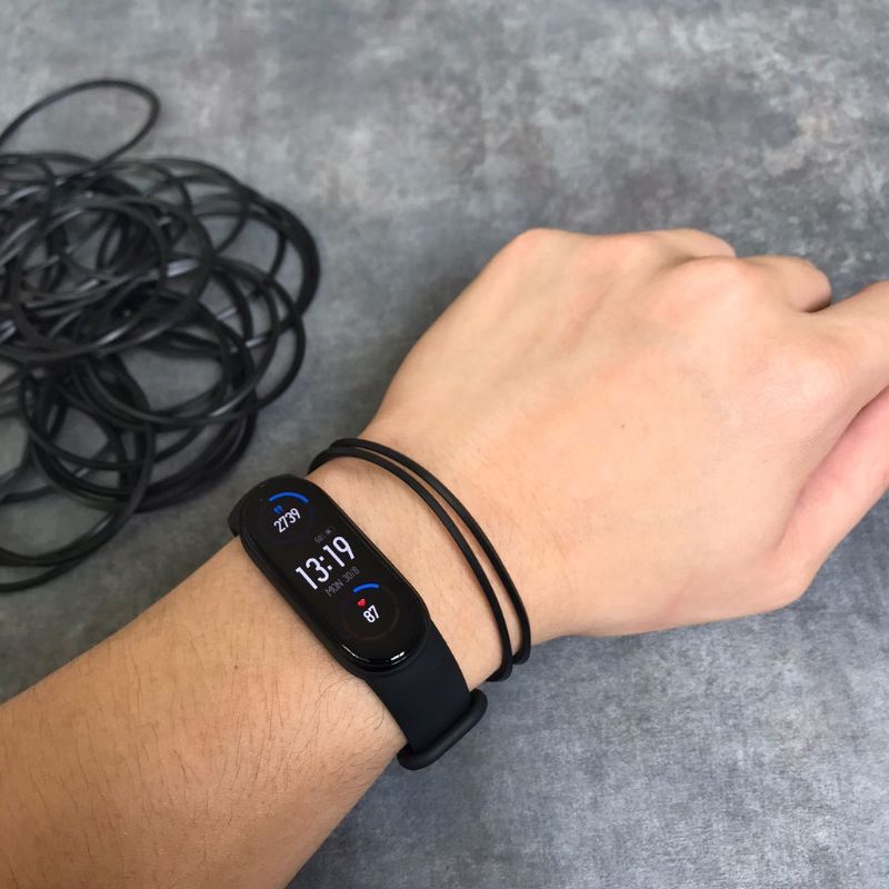 WB280 Gelang Karet Hitam Bulat Black Rubber Bracelet