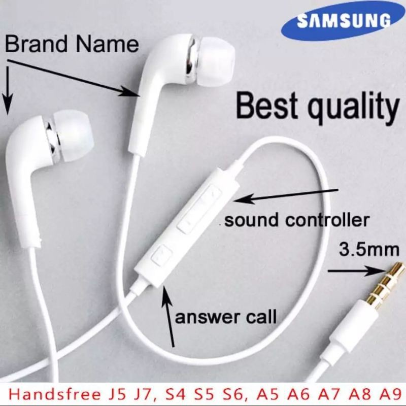 COD HANDSFREE EARPHONE SAMSUNG J5 KARET KUALITAS COPOTAN SUARA MEGA BASS