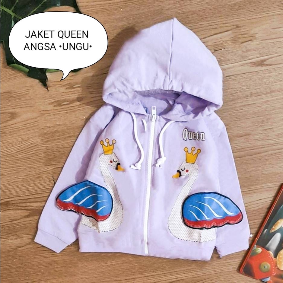 Jaket Bayi Perempuan / Baju Atasan Anak Cewek Hoodie Usia 3-12 Bulan Motif Jaket Hug Me Dan Angsa