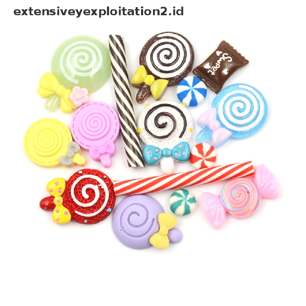 10 Pcs Miniatur Permen Lolipop Bahan Resin Untuk Dekorasi Rumah Boneka
