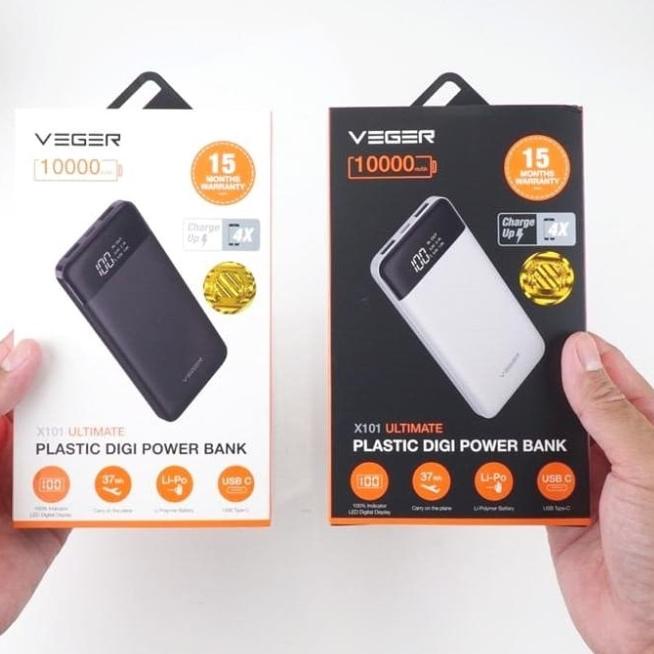 Power Bank VEGER ULTIMATE LED DIGITAL 10000 mAh X101 - Hitam