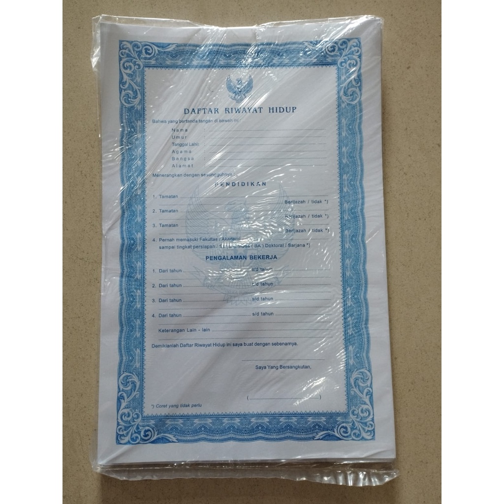 

Kartu Daftar Riwayat Hidup