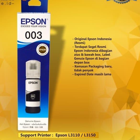 Tinta Epson 003 black Original Refill Ink Printer L3110 L3150 L 3110 - Hitam