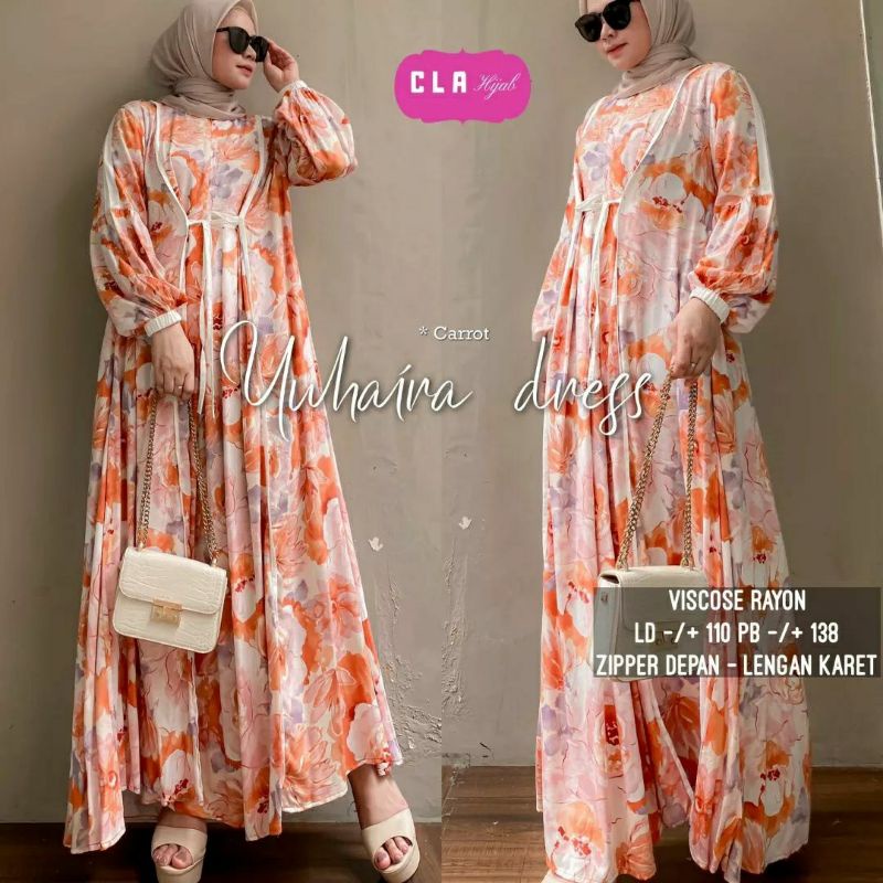 Yuhaira Dress, GAMIS MUSLIM CANTIK BUSUI FIT XL LD 106 BAHAN VISCOSE RAYON IMPORT ZIPPER BUSUI TERMURAH OOTD