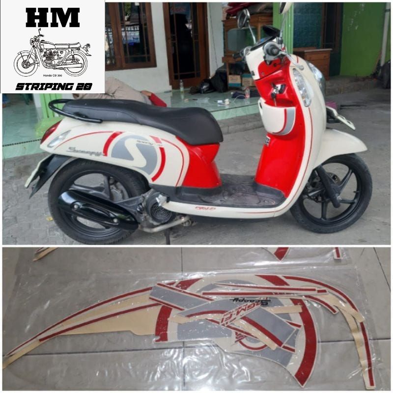 STIKER STRIPING LIS BODY HONDA SCOOPY TAHUN 2015 CREAM CREM