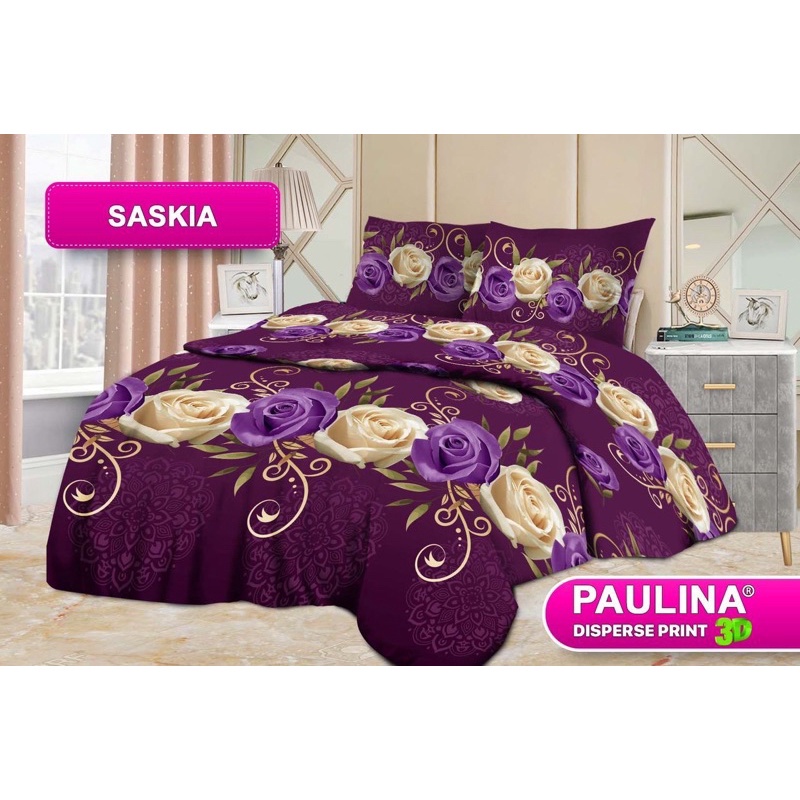 Set 3in1 Sprei Paulina by Bonita Disperse 3D King 180x200 Motif Anastasia, Aulia, Maharani, Nabila, 