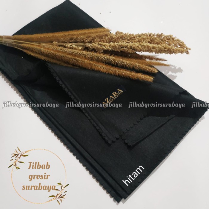 COD Hijab Voal Polos Lasercut Azara Oskara/Hijab laser Cut - Hitam