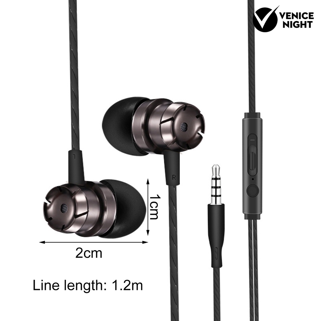 (VNEP) (Berkabel) Earphone Anti-winding Fleksibel TPE Line Control Headphone Earbud untuk Menelepon