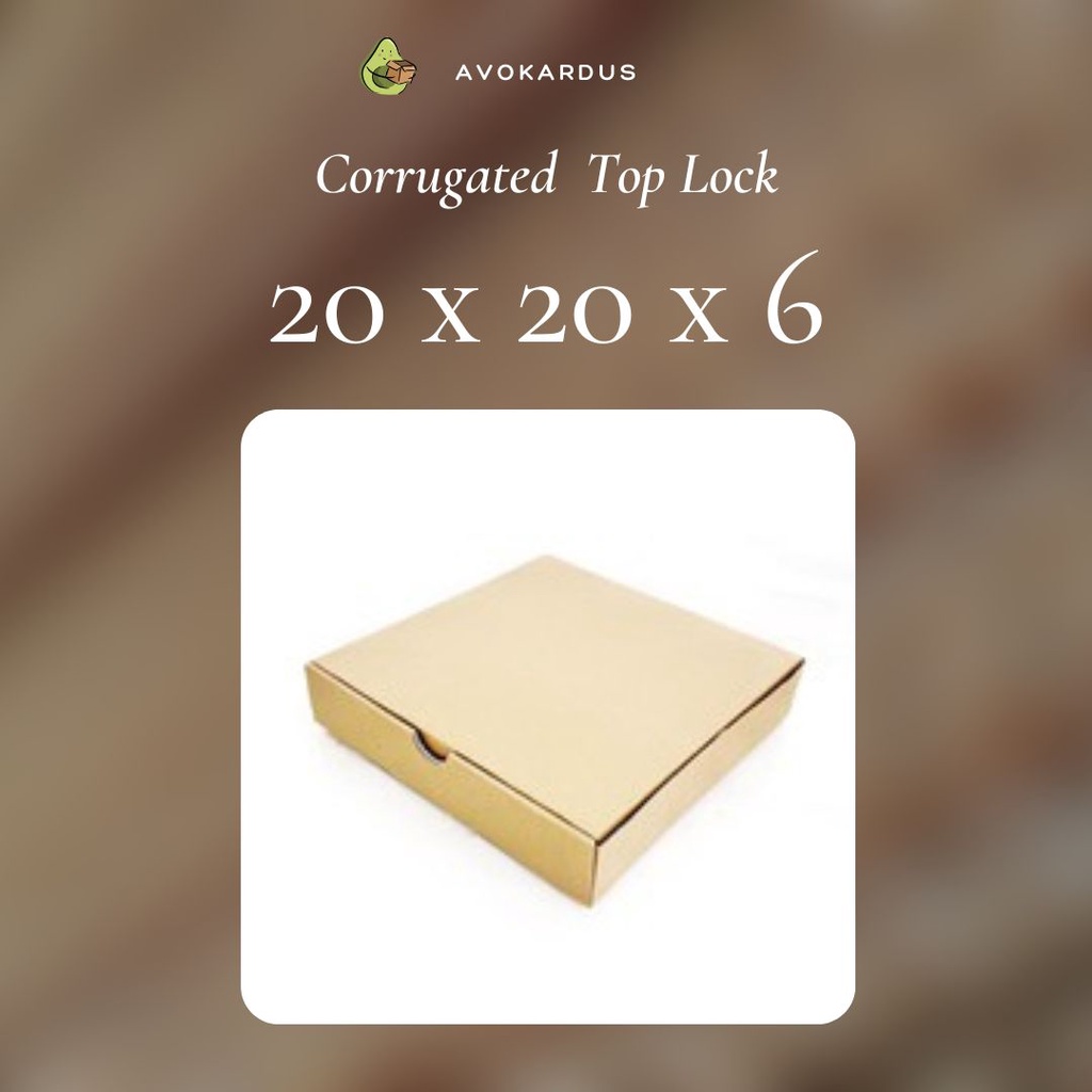 

Kardus Corrugated die Cut 20x20x6 Top Lock Kotak Dus Pizza coklat kraft