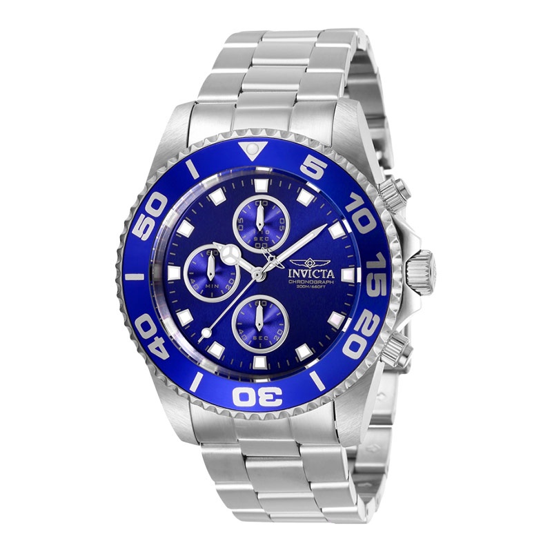 Jam Tangan Pria INVICTA Pro Diver 28690 Chronograph Blue Dial Stainless Steel Strap