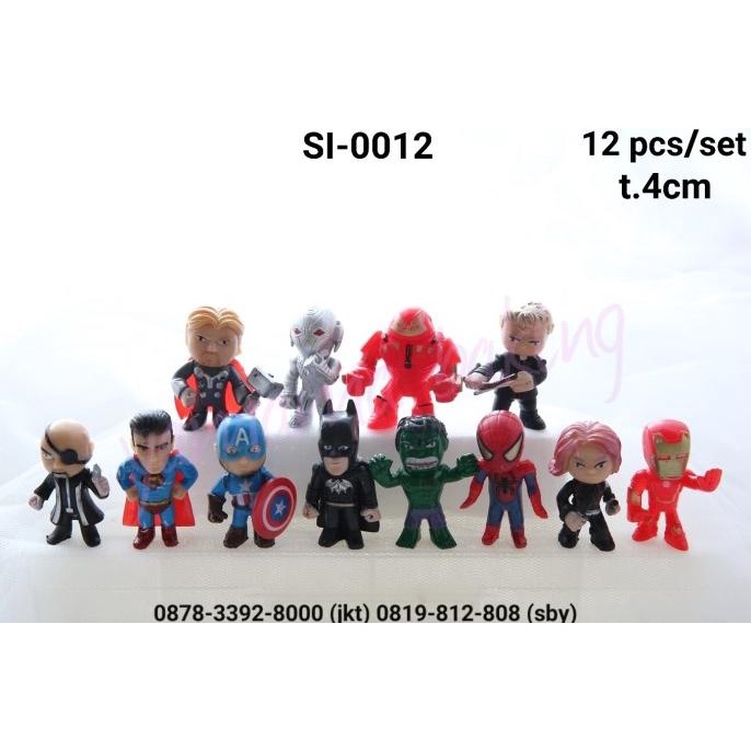 Sale Si-0012 Topper Hiasan Kue Figurine Mini Superhero Spiderman Iron Man Terlaris