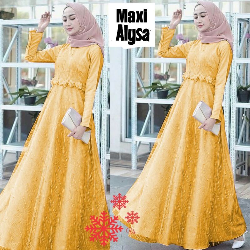 (NEW) ALYSA - BAJU GAMIS BRUKAT BROKAT TULANG LAPIS FURING SLETING DEPAN BUSUI DRESS UKURAN M L XL X