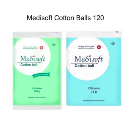 Medisoft Cotton Ball 120 Balls | Biru 75g / Hijau 120g Kapas Bola Kapas Medis Kapas Wajah Kapas Bayi