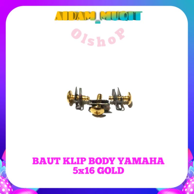 20 PCS BAUT GOLD KLIP YAMAHA BAUT KLIP MOTOR YAMAHA BAUT KLIP SKRUP BODY MOTOR YAMAHA BAUT BODY YAMAHA MIO NOUVO XRIDE JUPITER VEGA R MATIC NON MATIC UKURAN M5x16