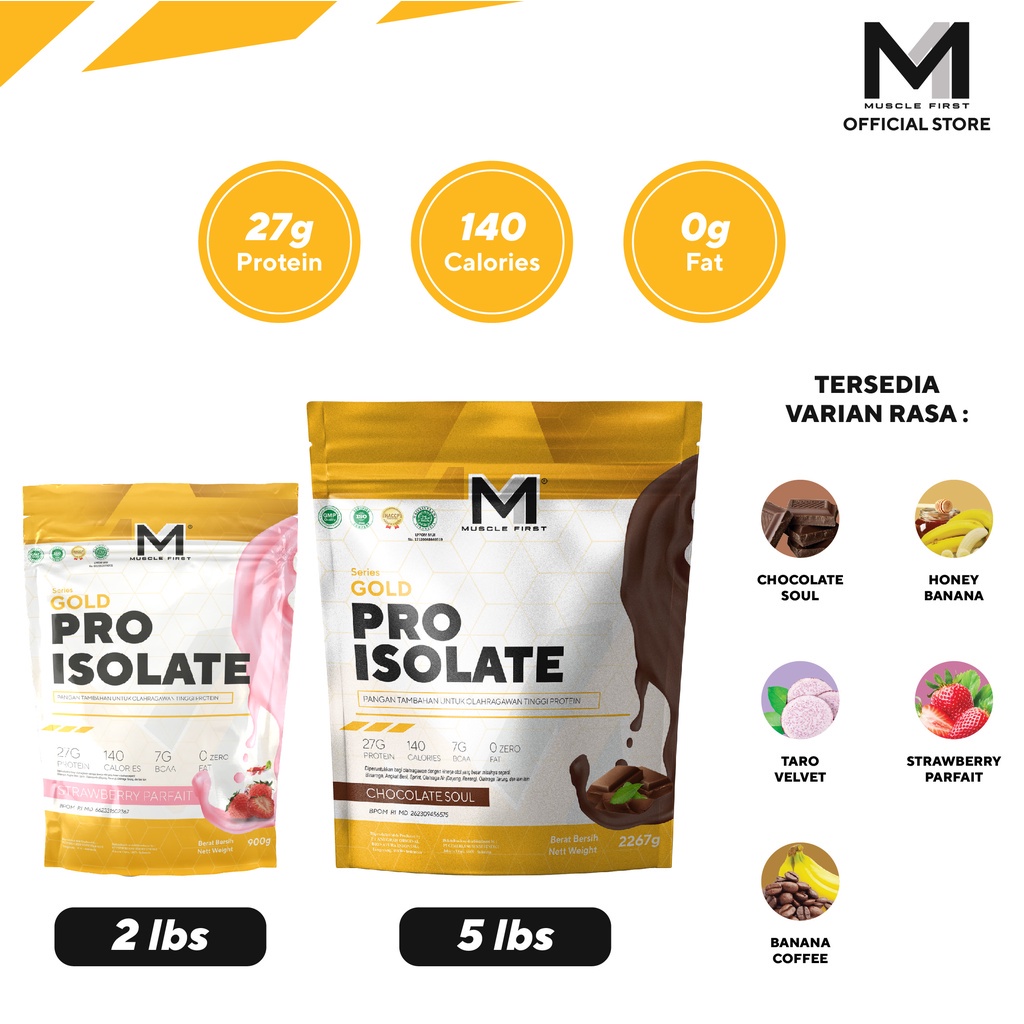 Muscle First (M1) Gold Series Pro Isolate 5 lbs Whey Protein 64 Servings 5lbs WPI 90