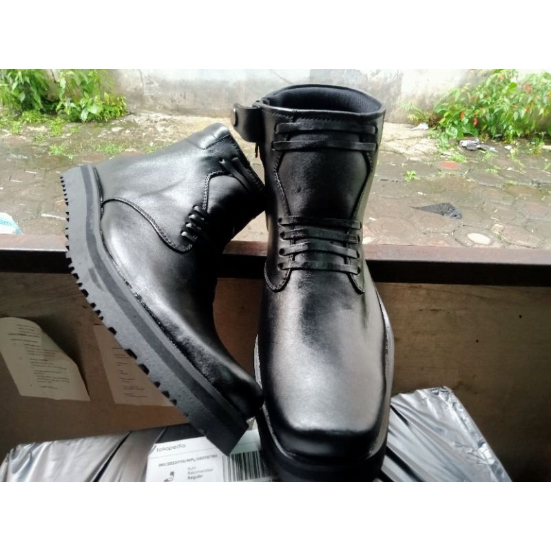 Sepatu PDH kulit asli pria security satpam paskibra dinas polri tni kantoran formal pantofel  safety hitam 39-40-41-42-43 murah original casual terbaru berkualitas 100% sapi