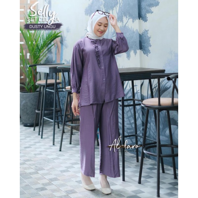 ONE SET CELANA SELLY POLO LINEN DAN FARHA ITYCREPE AL FARO ALFARO TERBARU CELANA REMPEL REMAJA OOTD ORIGINAL