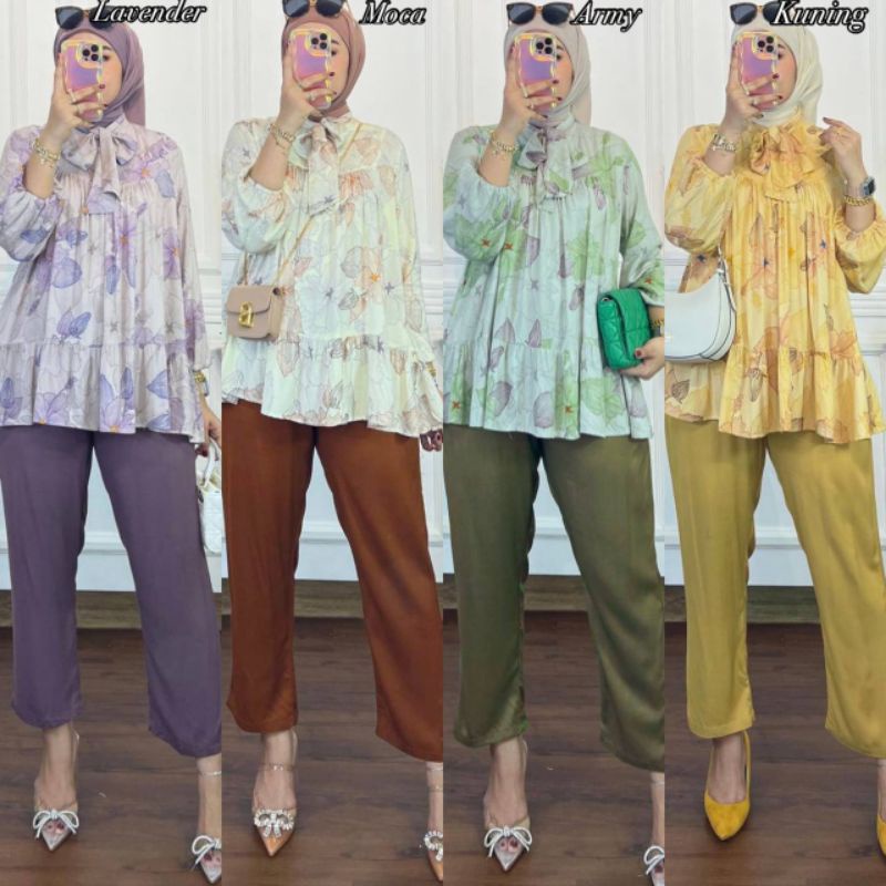 [COD] Oneset Dity Bahan Rayon Diamond Celana Kulot Allsize Ld 110 cm Fit to XL