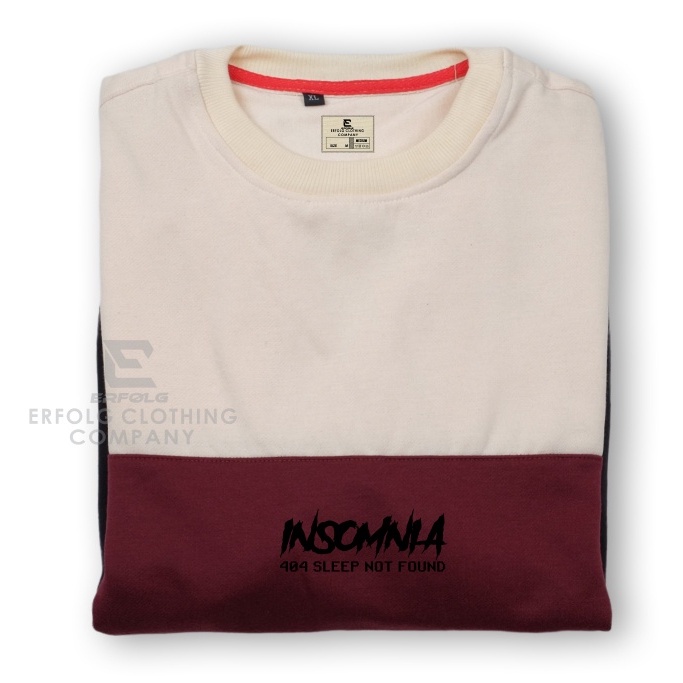 Erfolg Offiziell Sweater Crewneck Pria Wanita Kombinasi Switer Cowok Cewek Sweatshirt Premium Distro Bandung Switer Oblong Brand Lokal Basic Sablon Insomnia Bahan Fleece Tebal Ukuran M L XL Suiter Combinasi 3 Varian Aplikasi Aesthetic