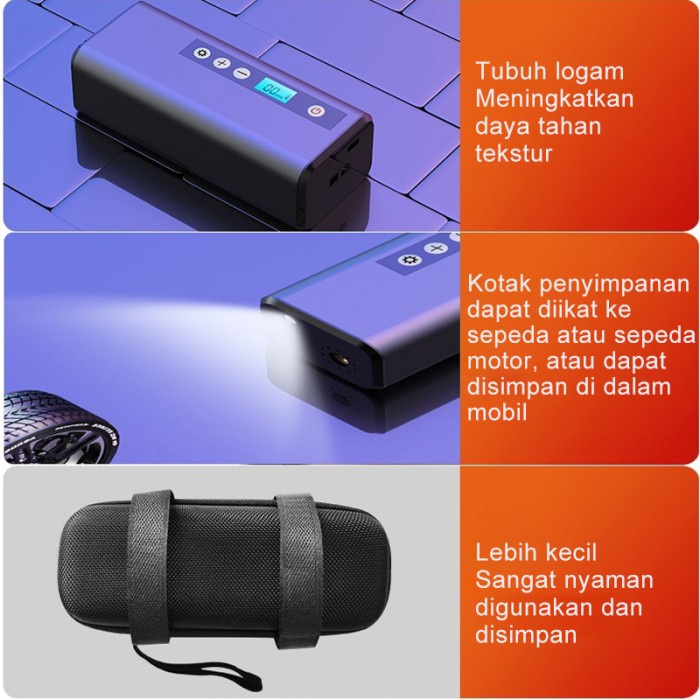 AmazeFan Pompa Udara Portabel Sepeda Listrik Sepeda Motor Ban Mobil