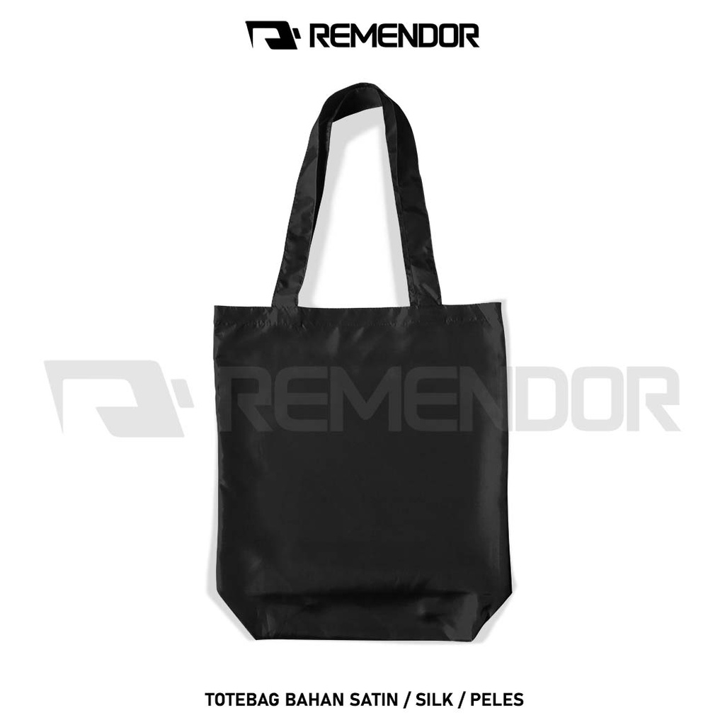 Tas Totebag Tote Bag Polos GoodieBag Goodie Bag Kain Satin Peles Silk Habutai Abutai Portrait HITAM 