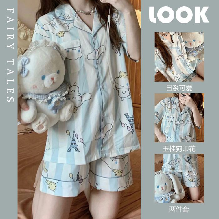 BAJU TIDUR PIYAMA CINNAMOROLL KUROMI MELODY LILO STITCH HELLO KITTY IMPOR