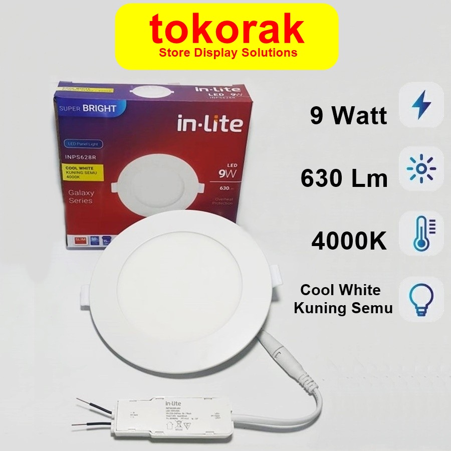 LED PANEL INBOW IN-LITE BULAT 9 WATT PUTIH DOWNLIGHT INLITE INPS628R