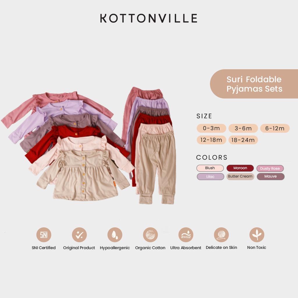 KOTTONVILLE SETELAN BAJU TIDUR PIYAMA ANAK BAYI ESSENTIALS SURI FOLDABLE PAJAMAS SET 0-2 TAHUN