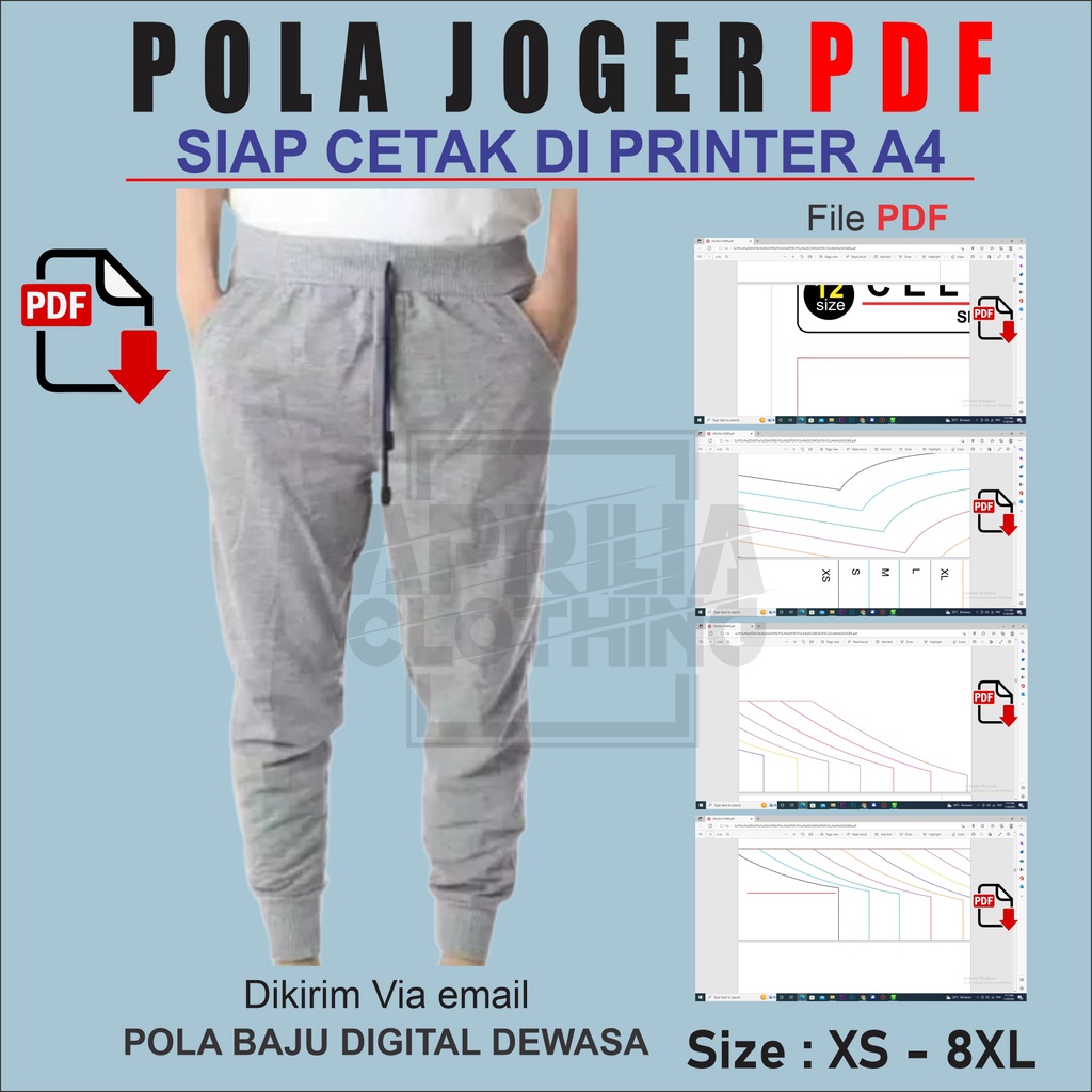 POLA CELANA JOGER BENTUK DIGITAL FILE PDF . POLA CELANA JOGER