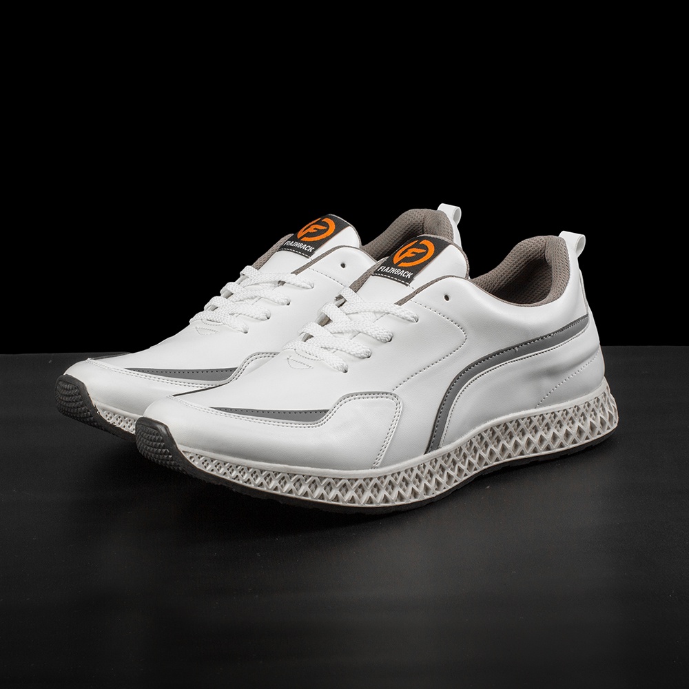 AXTON WHITE |ManNeedMe x FLAZHBACK| Sepatu Sneakers Pria Casual / Sepatu Running ORIGINAL