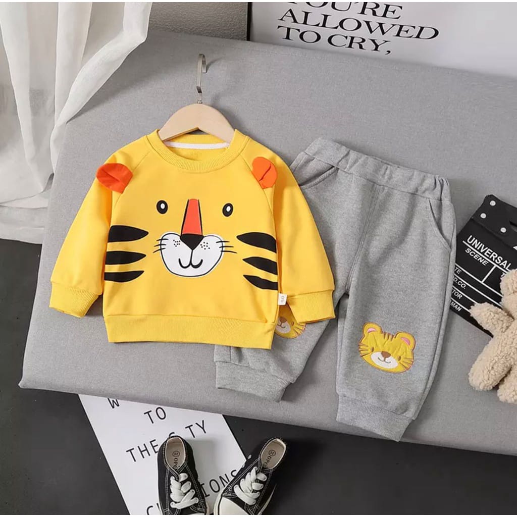 SETELAN SWEATER BAJU ANAK LAKI LAKI DAN PEREMPUAN MOTIF MEONG UMUR 1-5 TAHUN