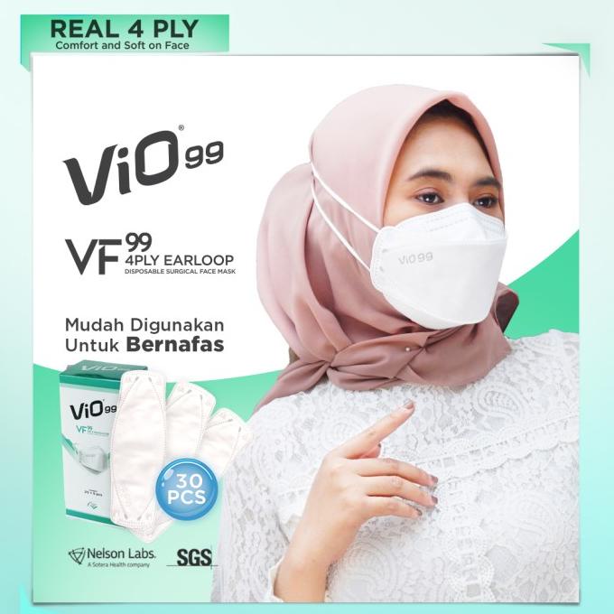 Masker medis Vio VF 99 hijab headloop 4 ply model korea perbox isi 30 t-medishophealth Juara