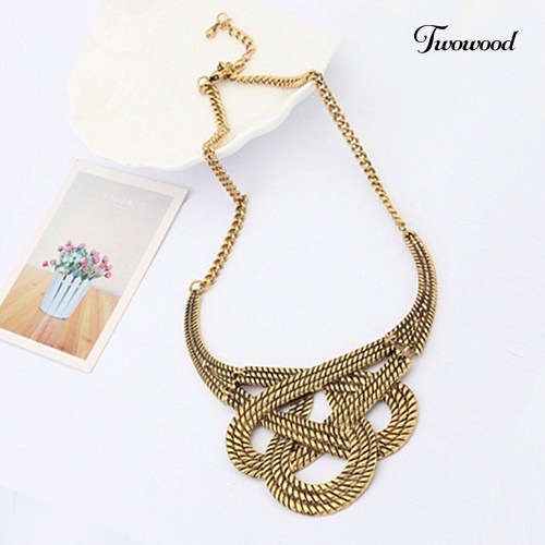 Kalung Liontin Model Hollow Knot Drop Gaya Vintage Etnik Untuk Wanita