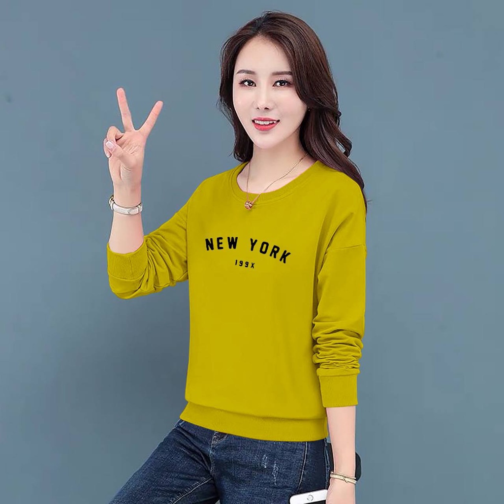 DL88 I BAJU WANITA NEW YORK LENGAN PANJANG TERBARU-KAOS DISTRO WANITA KEREN LENGAN PANJANG KEKINIAN-BAJU CEWEK LENGAN PANJANG