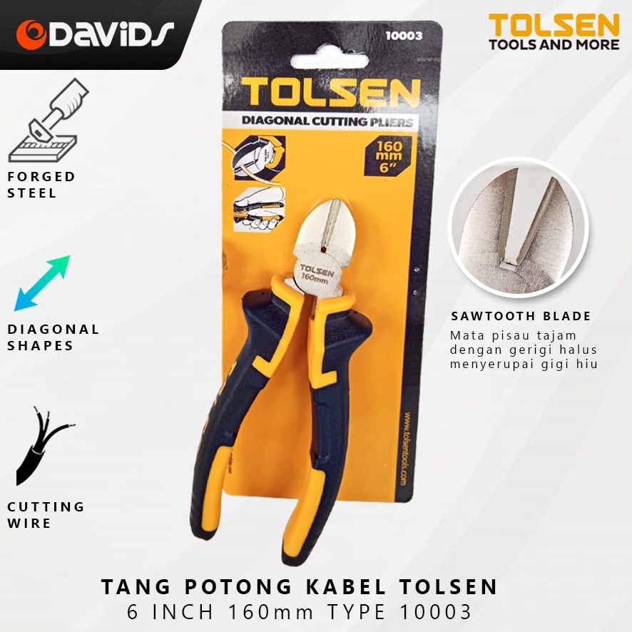 Tang Potong Kupas Kabel Cutting Diagonal Pliers Tolsen 6 Inch