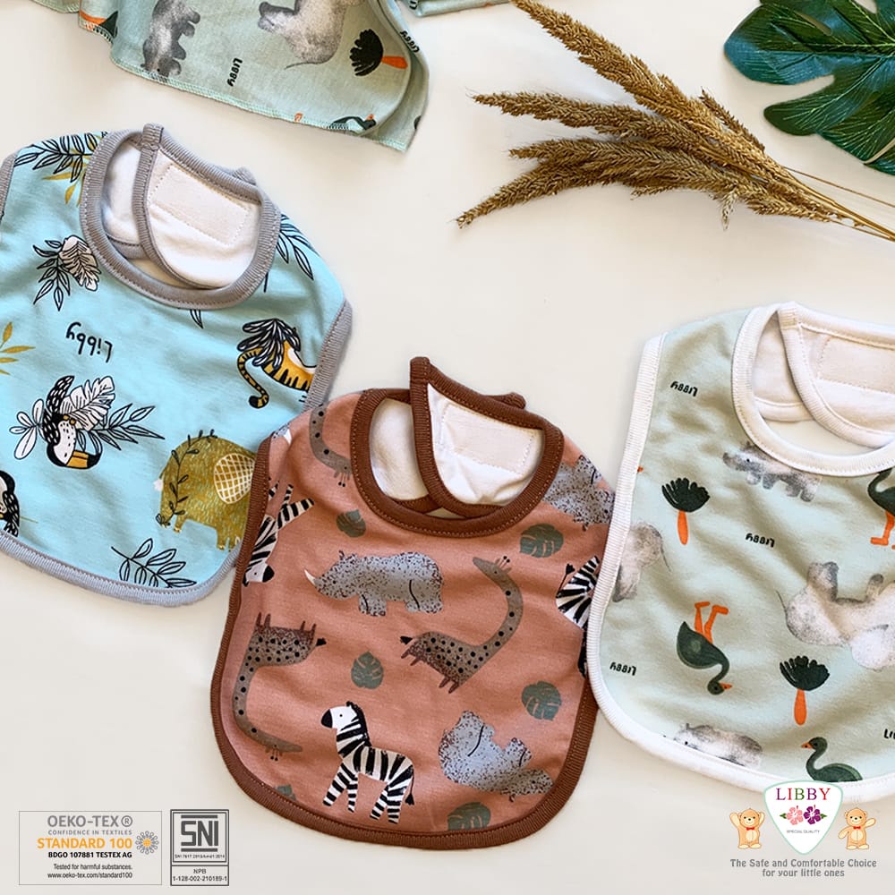 Slaber Libby Bahan Spesial Cotton Rib/Celemek makan bayi/libby baby Tree House