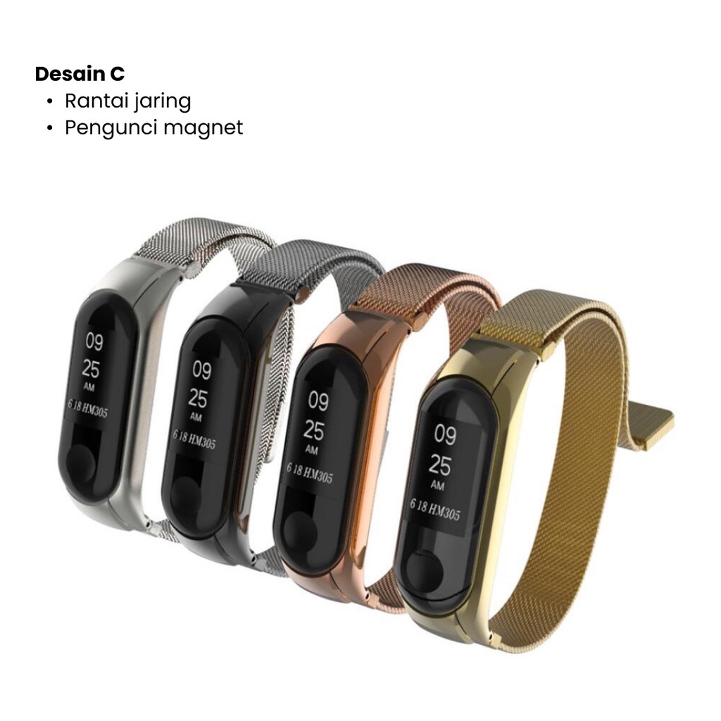 Strap MiBand Metal Stainless Band Xiaomi Band 3 4 5 6 Milanese Loop Strap