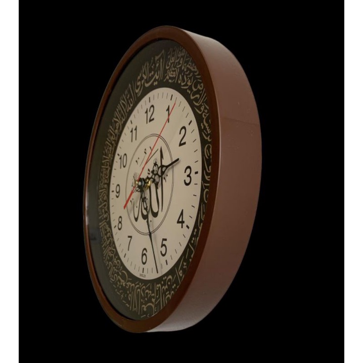 Jam dinding kaligrafi mewah coklat dial hitam besar 30CM